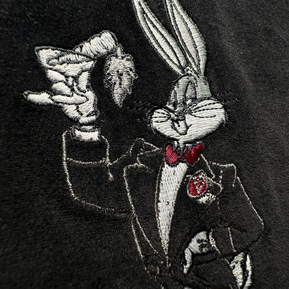 Vtg‎ Warner Bros Bugs Bunny Vest Mens S Black Velvet Looney Tunes 1995 Waistcoat